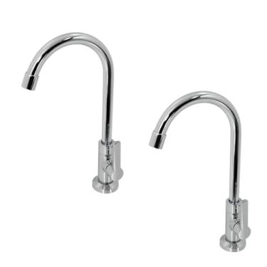 Imagem de Kit Torneira Metal Gali Lavatório De Mesa 1/4 De Volta Bica Alta Móvel c/Arejador Docol - Com 2 Peças