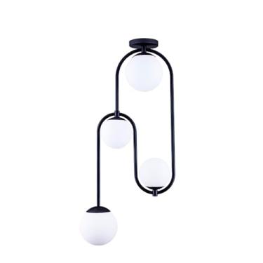 Imagem de Lustre Plafon Flórida 04 Lâmpadas E27 Alumínio e Vidro Moderno Cores: Preto Fosco