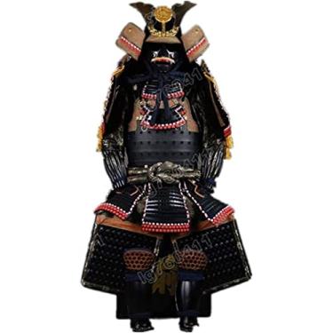 Imagem de Armadura japonesa de alta classe coletada vestível Samurai de couro preto cadarços pretos H14