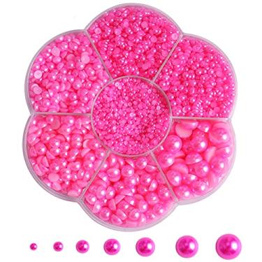 Imagem de 5700 peças de meia pérola para artesanato, pérolas de unhas para arte de unhas para artesanato acessório DIY, pedras de pérolas lisas para maquiagem, pérolas artesanais organizadas de pêssego para artistas criativos (2/3/4/5/6/8/10 mm)