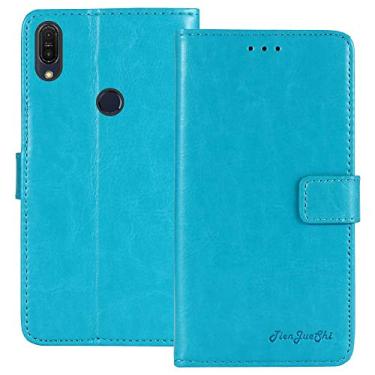 Imagem de TienJueShi Capa protetora de couro flip estilo livro azul TPU silicone Etui carteira para Asus Zenfone Max Pro M1 ZB601KL 6 polegadas