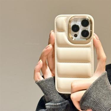 Imagem de Moda para baixo jaqueta capa de telefone de silicone macio para iphone 14 13 12 11 pro max 14 plus a capa de proteção do soprador, branco, para iphone 13