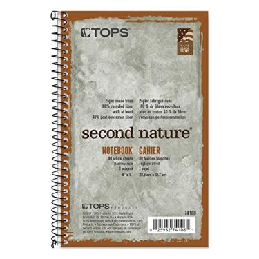 Imagem de Tops Caderno Second Nature, reciclado, 12,7 x 20,3 cm, régua estreita, 80 folhas por livro, capa verde (74108), 20 x 12,7 cm