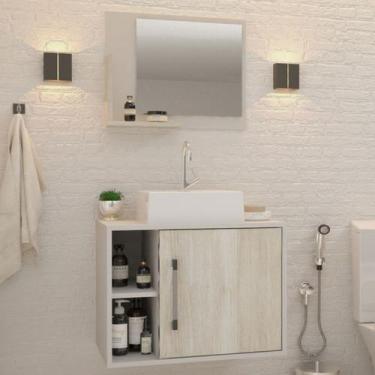 Imagem de Armário De Banheiro Com Cuba E Espelho 1 Porta 2 Prateleiras Branco Ch