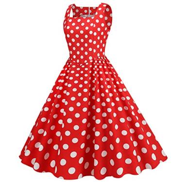 Imagem de UIFLQXX Vestido feminino casual sem mangas 1950 para dona de casa para festa à noite vestido de formatura vestidos femininos de verão midi vestidos casuais, Vermelho, G