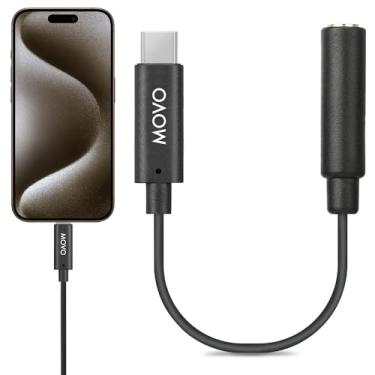 Imagem de Movo Cabo adaptador de microfone TRRS fêmea de 3,5 mm para dongle USB-C compatível com Apple iPhone 15/16 e superior, smartphones e tablets iPad - otimizado para microfones/áudio profissional