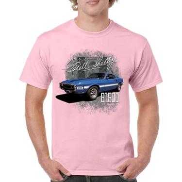 Imagem de Camiseta masculina Cobra Shelby azul vintage GT500 American Racing Mustang Muscle Car Performance Powered by Ford, Rosa claro, 5G