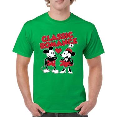Imagem de Camiseta masculina Steamboat Willie Classic Romance Cute Cartoon Mouse Love Relationship Heart Valentine's Day, Verde, P