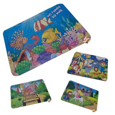 Imagem de Brinquedo Pedagógico Em Madeira Quebra Cabeça Infantil Desenhos Ou Animais (Fundo Do Mar)