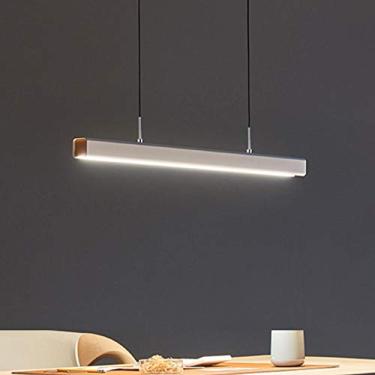 Imagem de Lustre LED moderno e minimalista lâmpada suspensa palavra lâmpada pendente retangular abajur acrílico madeira de borracha adequado para mesa de jantar sala de jantar sala de estar cozinha luminária