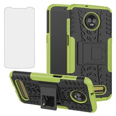 Imagem de Asuwish Capa de celular para Moto Z3 / Z3 Play com protetor de tela de vidro temperado e suporte fino híbrido resistente capa protetora Motorola MotoZ3 Z 3 3Z Z3play Mobile mulheres homens verde