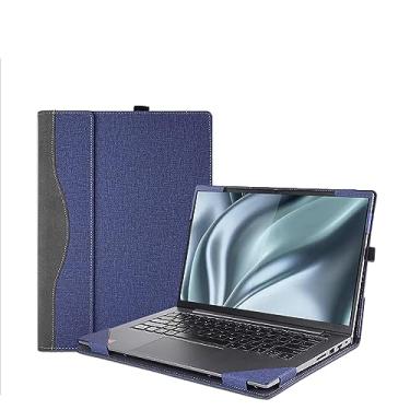 Imagem de Capa de laptop para Lenovo Flex 7 14IAU7 14IRU8 de 14 polegadas e Lenovo Slim 7 14IAP7 14IRP8, bolsa de couro PU capa protetora para notebook com suporte para caneta (35.6 cm Flex 7/Slim 7, azul