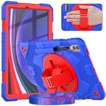 Imagem de timecity Capa para Galaxy Tab S10+ Plus/Tab S9 FE+ Plus/Capa Tab S9+ Plus 5G 12,4 polegadas 2024-2023: com proteção forte, protetor de tela, alça de ombro de mão - azul escuro