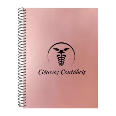 Imagem de Caderno Universitário Espiral 15 Matérias Profissões Ciências Contábeis (Rosê Gold)