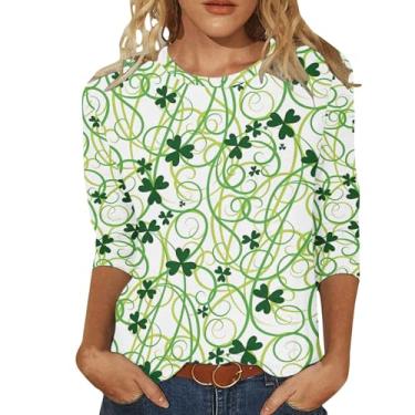 Imagem de Camiseta feminina de São Patrício Shamrock Lucky camisetas túnica verde festival irlandês, Cinza, 3G