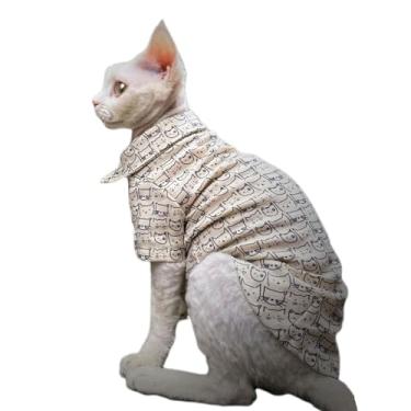 Imagem de UOSIA Camisa Sphynx Hairless Cat Camisetas fofas de verão de algodão polo para gatos com mangas respiráveis ​​para gatinhos Colete macio para gatos sem pelos para Sphynx, Devon Rex