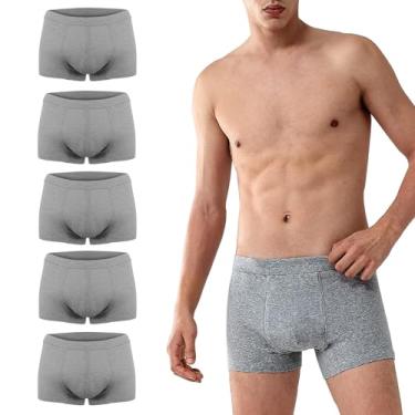 Imagem de Battewa Cueca boxer lavável para incontinência urinária masculina, com área frontal absorvente para vazamento na bexiga, 2 pacotes, Cinza 5, XXG