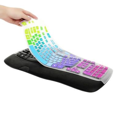 Imagem de Capa de teclado para Logitech K350 MK550 MK570 teclado ergonômico sem fio ondulado, acessórios de proteção de teclado de silicone colorido para Logitech K350 MK550 MK570, antipoeira // à prova d'água