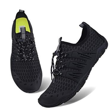 Imagem de Sapatos masculinos e femininos para esportes aquáticos, sem cadarço, de secagem rápida, para piscina, praia, surf, caminhada, parque aquático, 1-L - preto, 5.5-6 Women/4-4.5 Men