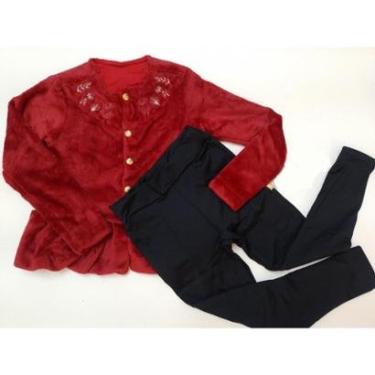 Imagem de Conjunto Menina Casaco Pelo Luxo Calça Inverno Paraiso 14876-Feminino