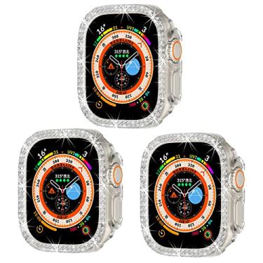 Imagem de Compatível com Apple Watch Ultra 2/Apple Watch Ultra 49 mm, fileira dupla, brilhante, diamante, capas protetoras de policarbonato para mulheres e homens, capas de strass brilhantes de cristal