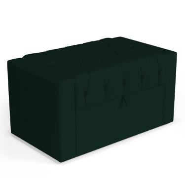 Imagem de Calçadeira Báu Solteiro Atena 90cm Capitonê Veludo Verde Escuro - Desk Design