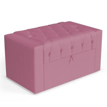 Imagem de Calçadeira Báu Solteiro Atena 90cm Capitonê Suede Rosa - Desk Design