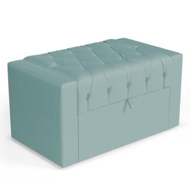 Imagem de Calçadeira Báu Solteiro Atena 90cm Capitonê Veludo Acqua - Desk Design