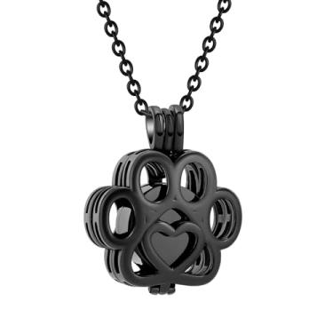 Imagem de Kcouiee Medalhão de urna de pata de animal de estimação para cinzas, joia de cremação de aço inoxidável para cão/gato, colar de urna memorial com mini caixão, joia de funeral, Aço inoxidável, Sem