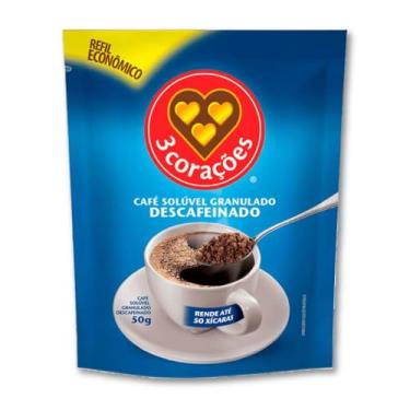 Imagem de Café Descafeinado Solúvel Refil 3 Corações 50g