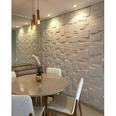 Imagem de Kit 16 Placas Decorativas 4m² Acabamento Parede Forro Flexivel Fosco Teto Branco 50cmx50cm 3D Pvc