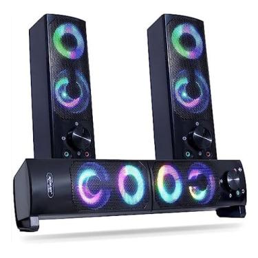 Imagem de Caixa de Som Soundbar com Subwoofer LED RGB para TV Smart, PC e Notebook - USB e P2 ®MaiXpro