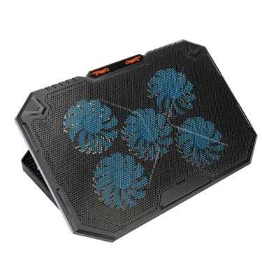 Imagem de Almofada de Resfriamento para Laptop, Suporte de Resfriamento Com Luz RGB de 5 Ventiladores para Notebooks de 13 a 17 Polegadas, Com Ajustável, Conexão USB