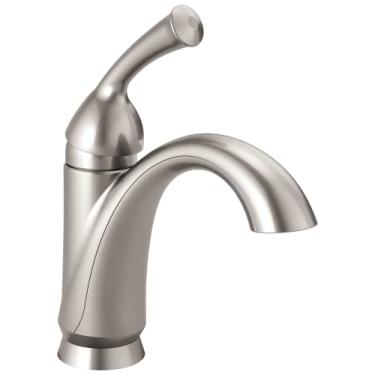Imagem de Delta Faucet Torneira de banheiro Haywood com orifício único níquel escovado, torneira de banheiro com alça única, tecnologia de vedação de diamante, montagem de drenagem, aço inoxidável 1599-SS-DST