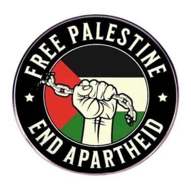Imagem de Free Palestine End Apartheid the Occupation Bandeira Palestina Punho Direitos Humanos Estado Gaza Cisjordânia Jerusalém Oriental Cadeia Quebra Correntes Esmaltadas 3 cm Crachá, 1.2 Inches, Esmalte,