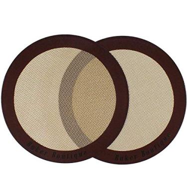 Imagem de Baker Boutique Conjunto de 2 tapetes de silicone para assar antiaderentes, reutilizáveis, flexíveis, resistentes ao calor, 22,86 cm, Louças, Marrom, 2