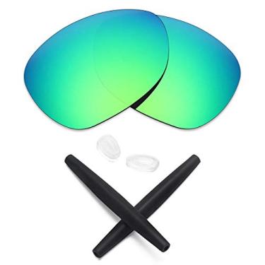 Imagem de Lentes de reposição e kits de borracha Mryok para óculos de sol Oakley Crosshair 2012, Emerald Green Polarized Lenses & Black Rubber Kits, One Size