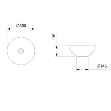 Imagem de Kit 3 Cubas de Apoio Redonda sem Mesa 350 Design D1 Celite Matte Black