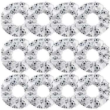 Imagem de 12 peças de cabelo de futebol brilhante Scrunchies Uniformes de futebol Scrunchie desempenho escolar/esportes/prática/festa/ginástica Scrunchie suporte de rabo de cavalo para meninas cosplay show