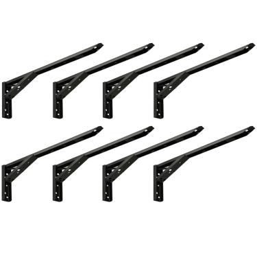 Imagem de Kit 04 Pares Suporte Para Mesa Dobrável Retrátil 30 cm H02 Mão Francesa Preto - Lyam