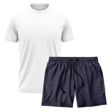 Imagem de Kit Short Praia Academia Passeio Treino Marinho + Camiseta Manga Curta Masculina-Masculino