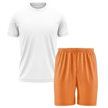 Imagem de Kit Calção Short Futebol Basquete Laranja + Camiseta Manga Curta Masculina-Masculino