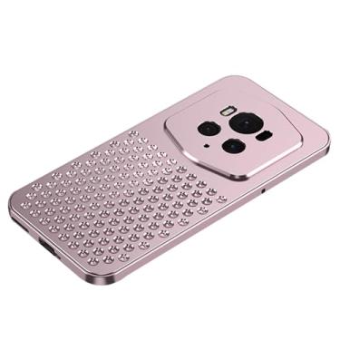 Imagem de HAO RIYLN Capa de metal para Honor Magic 6 Pro, capa de telefone com radiação de calor de liga de alumínio com proteção total da lente anti-arranhões fina capa oca resfriamento, rosa
