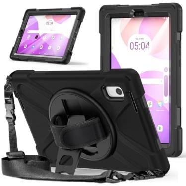 Imagem de Capa infantil à prova de choque segura para PC + alça de ombro de silicone para tablet Lenovo Tab M9 2023 de 9,0 polegadas TB-310FU TB-310XU (preta, para Lenovo Tab M9)