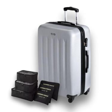 Imagem de Mala de Viagem Grande 23kg com Zíper Extensor Expansível Sestini com Kit Organizador, Expansível (Prata, Grande)
