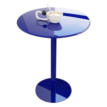 Imagem de Mesa de bar alta mesa de bistrô redonda, mesa de bar de coquetel, mesa de bar de bar alto com base de metal, mesa de jantar, mesa lateral pequena para cozinha, sala de estar, cabeceira - azul