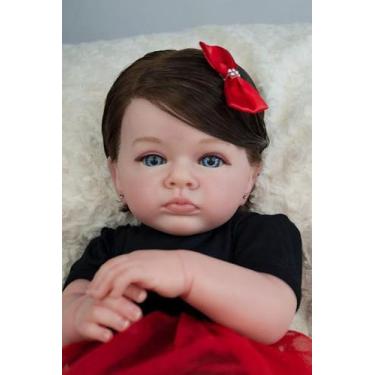 Imagem de Linda boneca reborn realista de olhos azuis corpo em tecido - Mundo Az
