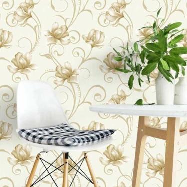 Imagem de Papel De Parede Adesivo Autocolante Floral Ramalhete Bege e Marrom - P