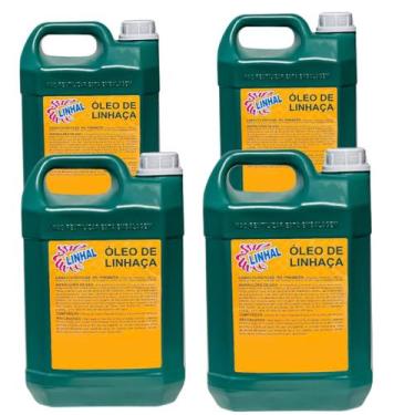 Imagem de 4 Galões 5 Litros Oleo de Linhaça Linhal Impermeabiliza Madeiras