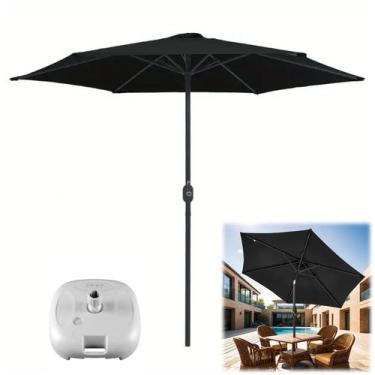 Imagem de Kit Ombrelone 2,5m Ipanema Preto Com Manivela Articulado + Base Plásti